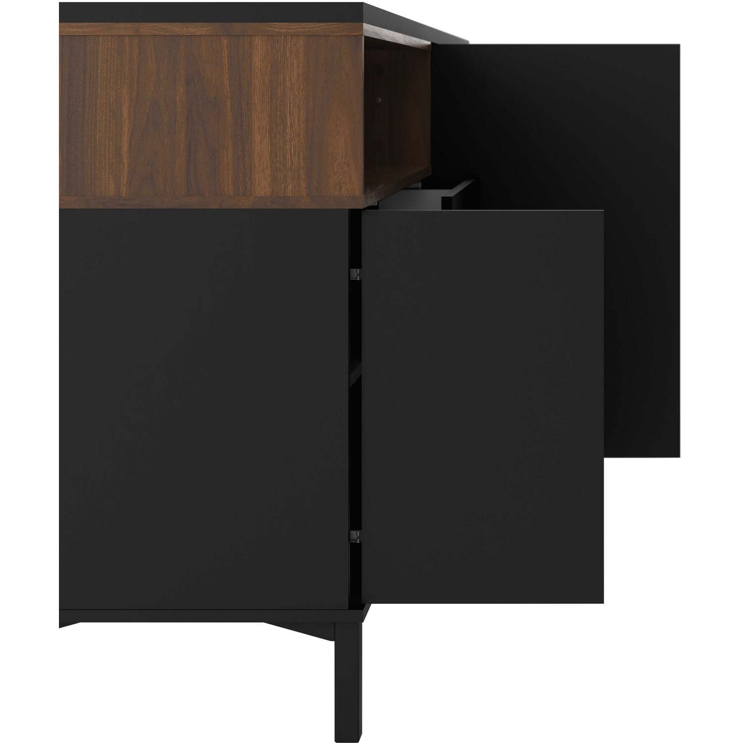 Wyld Haus Indigo Sideboard - 3 Drawers, 3 Doors, Walnut Effect with Black Frame - Natural