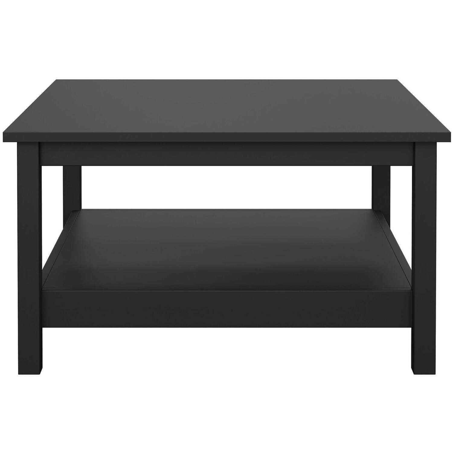 Wildberry Matt Black Wooden Square Coffee Table with Lower Shelf - Black