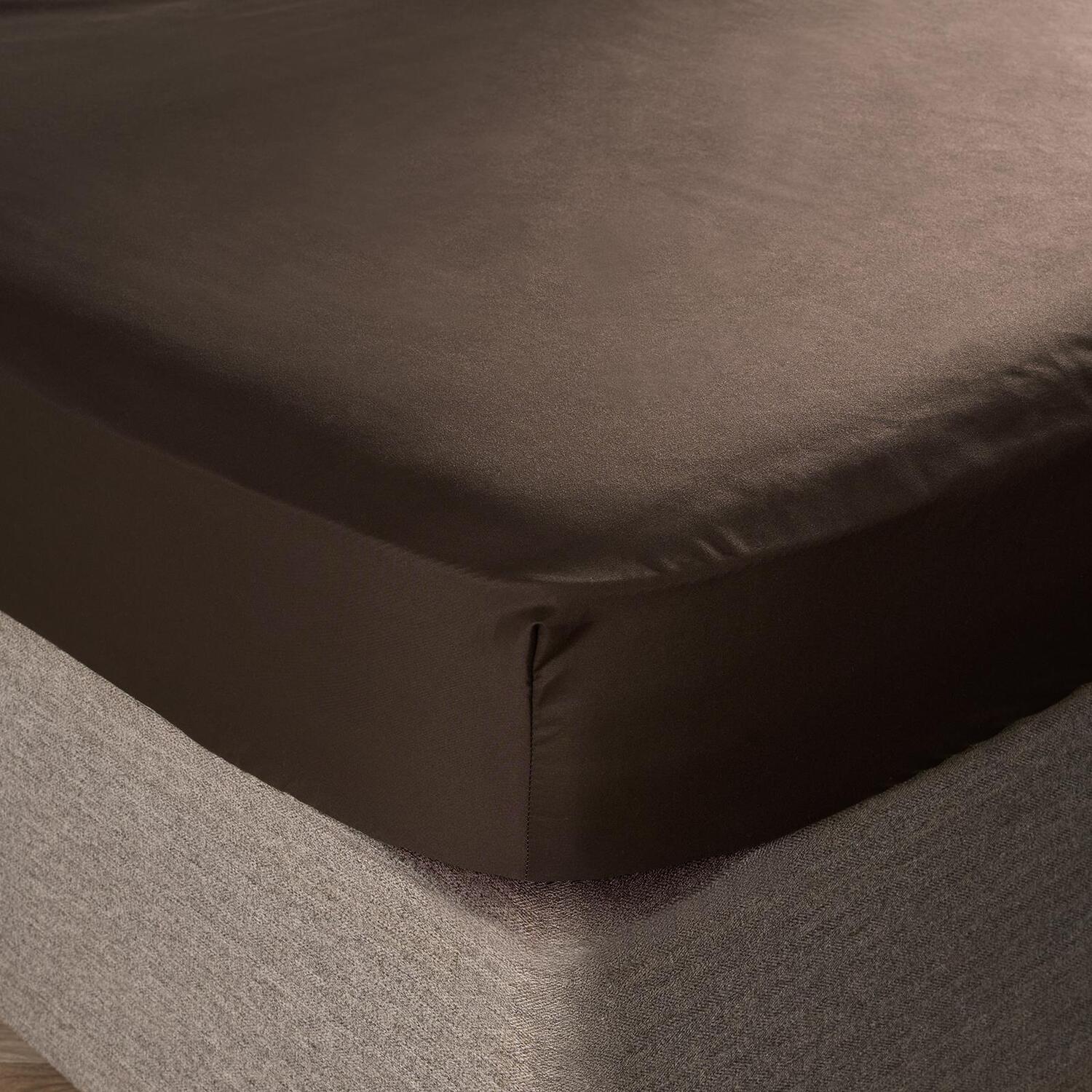 OHS Ultra Soft Microfibre Plain Fitted Bed Sheet in Dark Brown | Size: Double