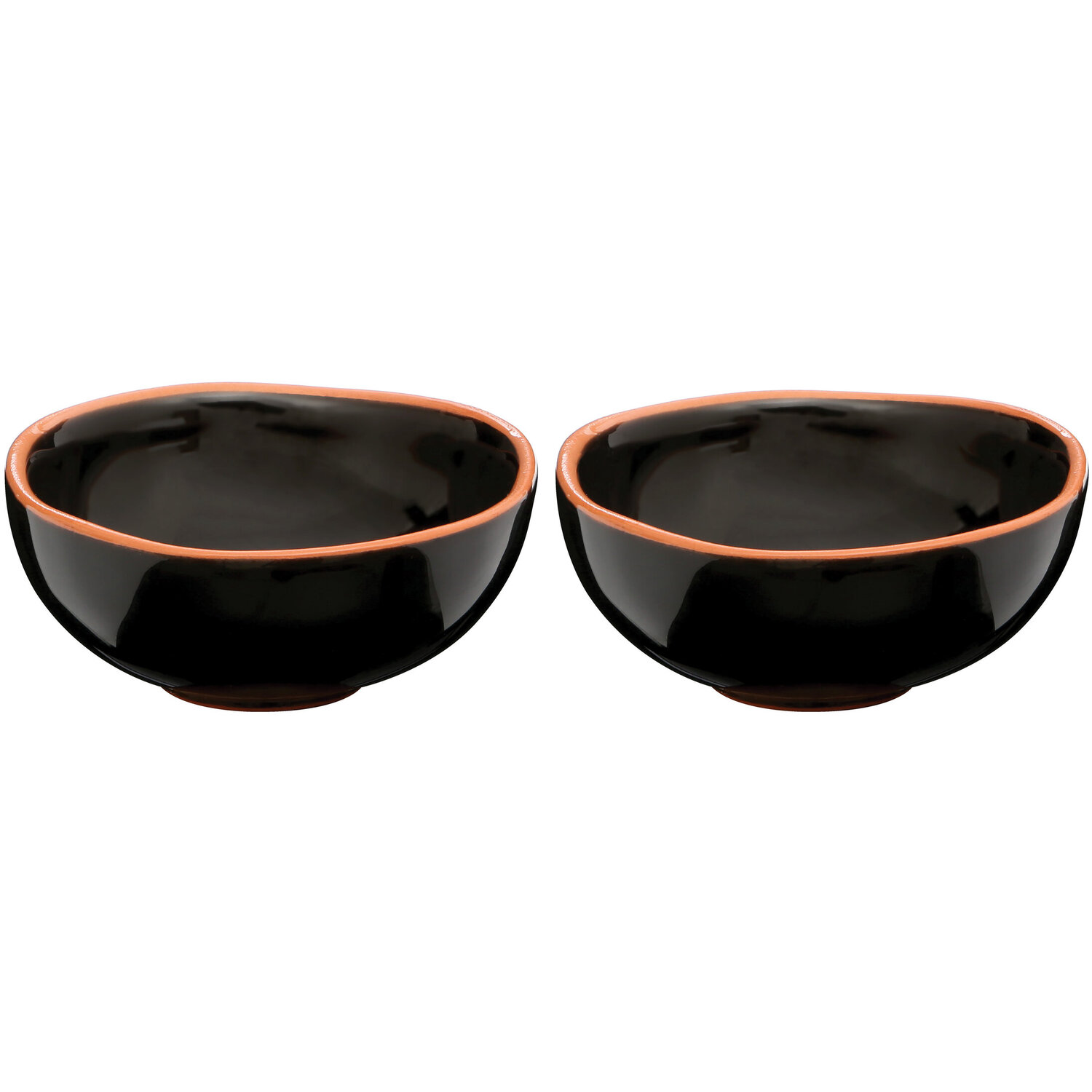 Calisto Black Glazed Terracotta Set of 2 Small Bowls - Black