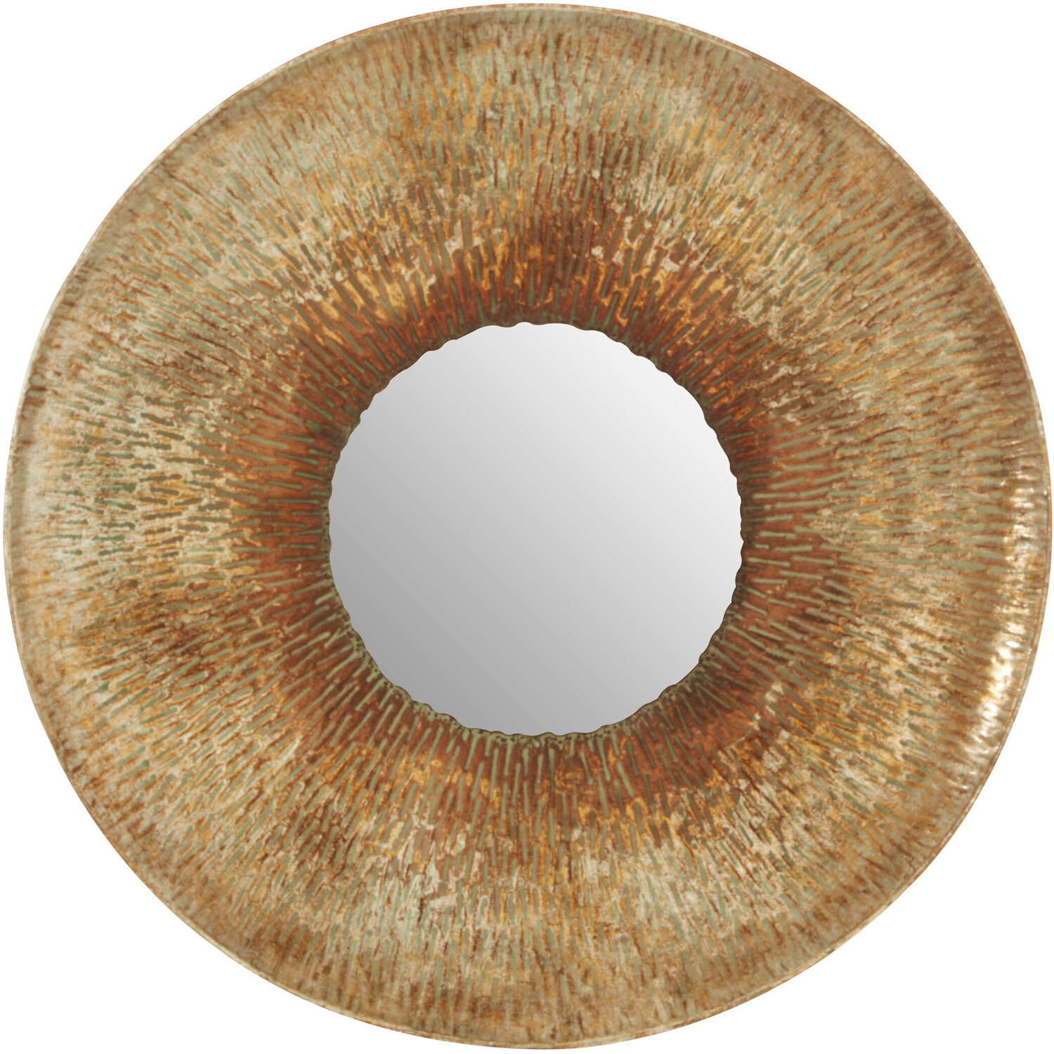 Haniel Antique Grey Finish Ornate Wall Mirror - Gold