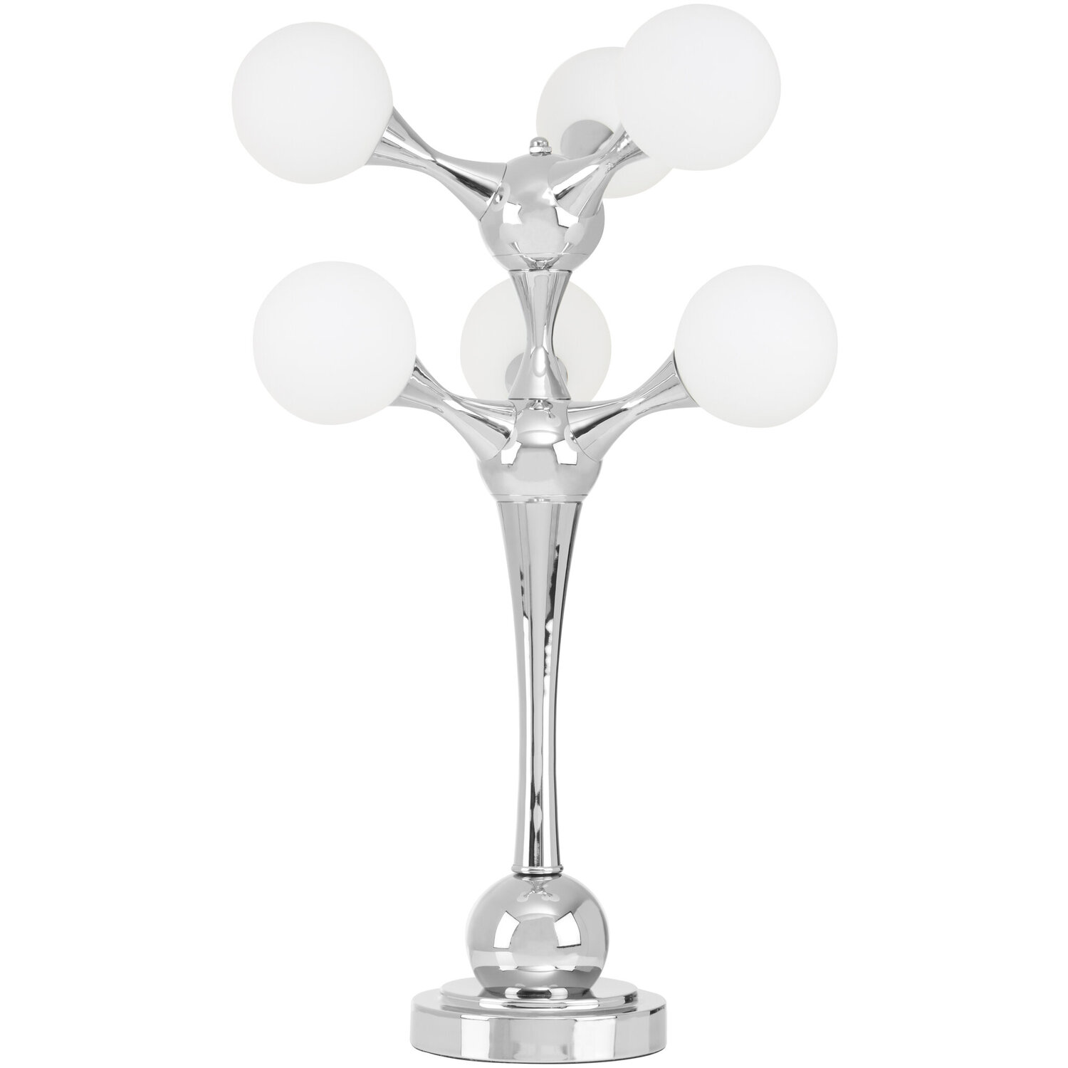 Heba Chrome 6 Light Table Lamp with Glass Shades - Silver