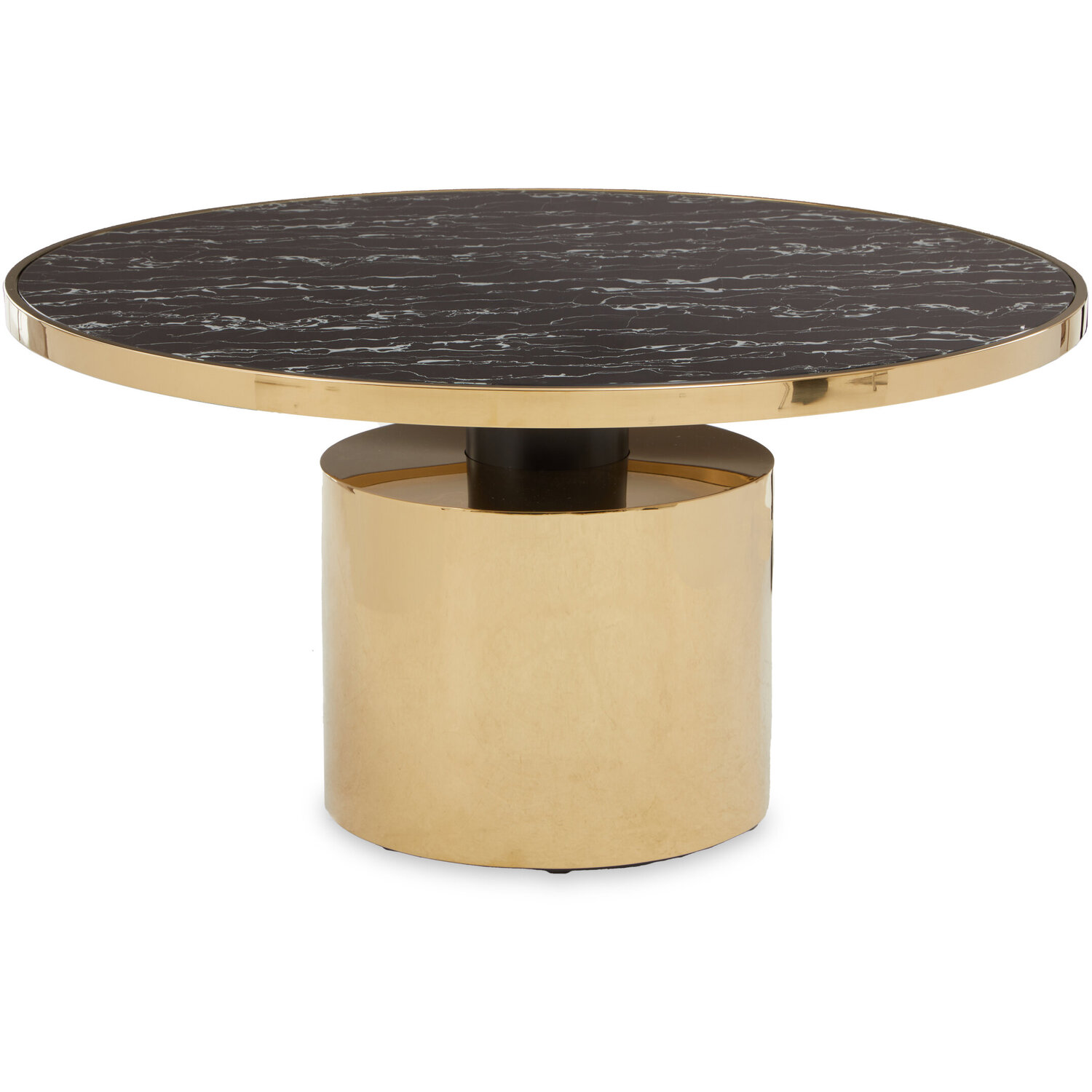 Oria Black Marble Effect Gold Base Coffee Table - Black