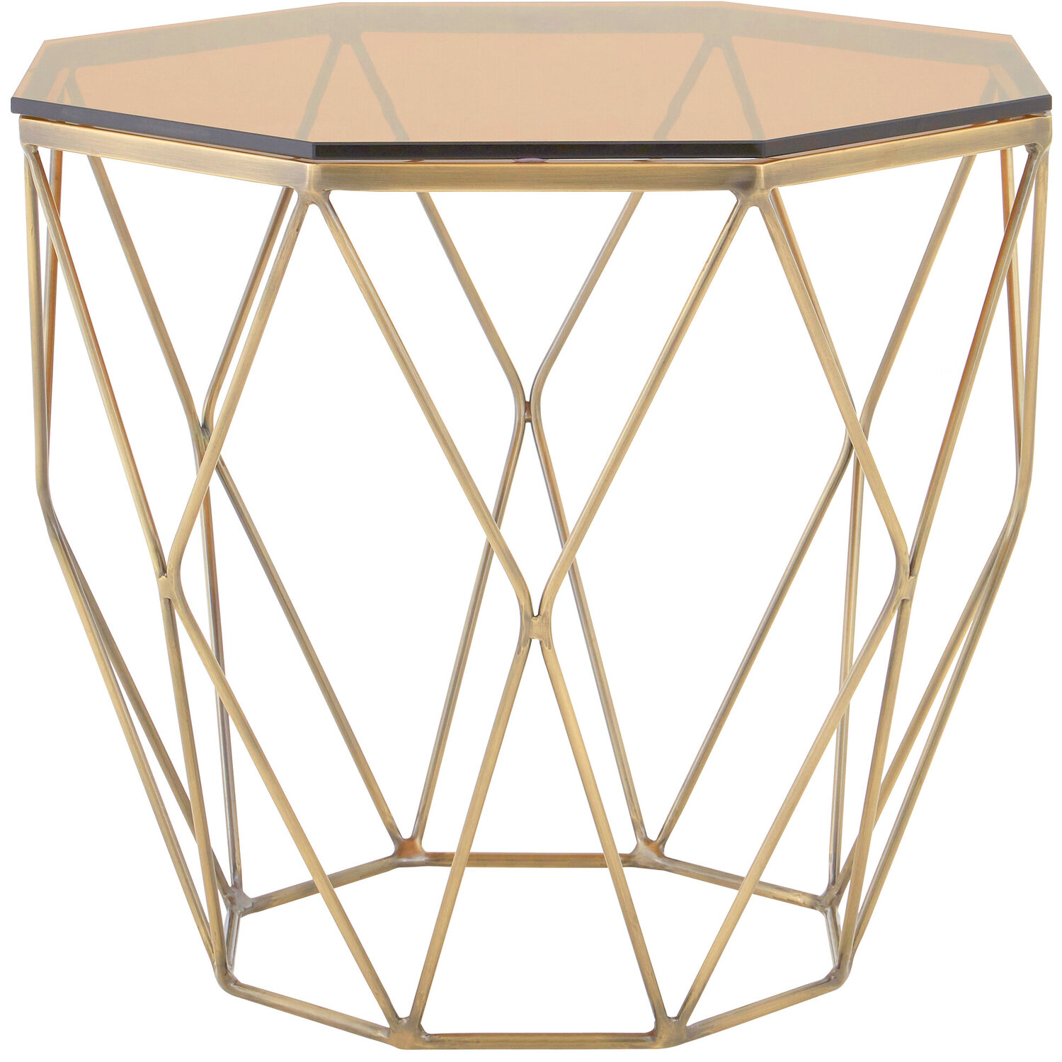 Allure End Table With Brushed Bronze Base - Gold