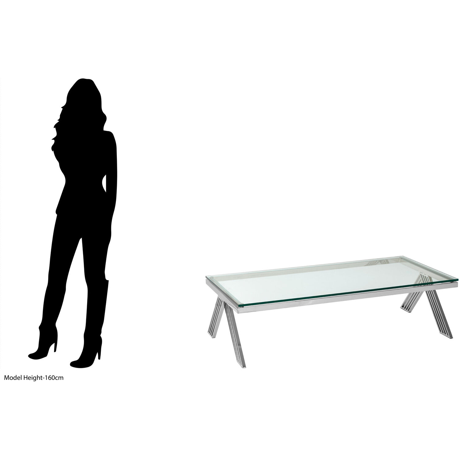 Piermount Clear Glass Coffee Table - Silver