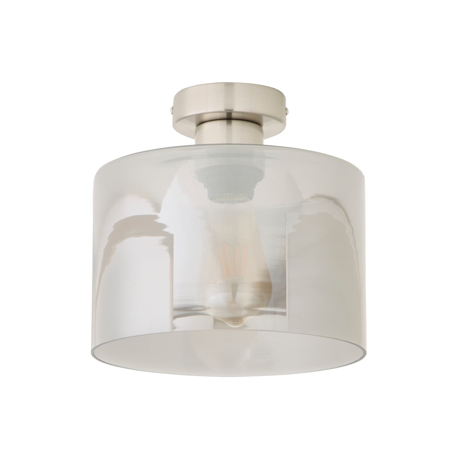 Valuelights Demi Brushed Chrome And Smoked Glass Flush Ceiling Light - Brushed Chrome / Yes - Image 4