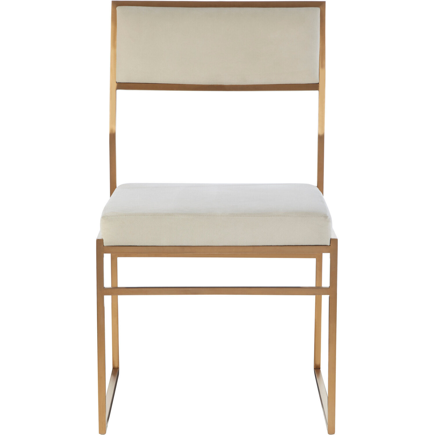 Mian Milky White Velvet Dining Chair - Gold