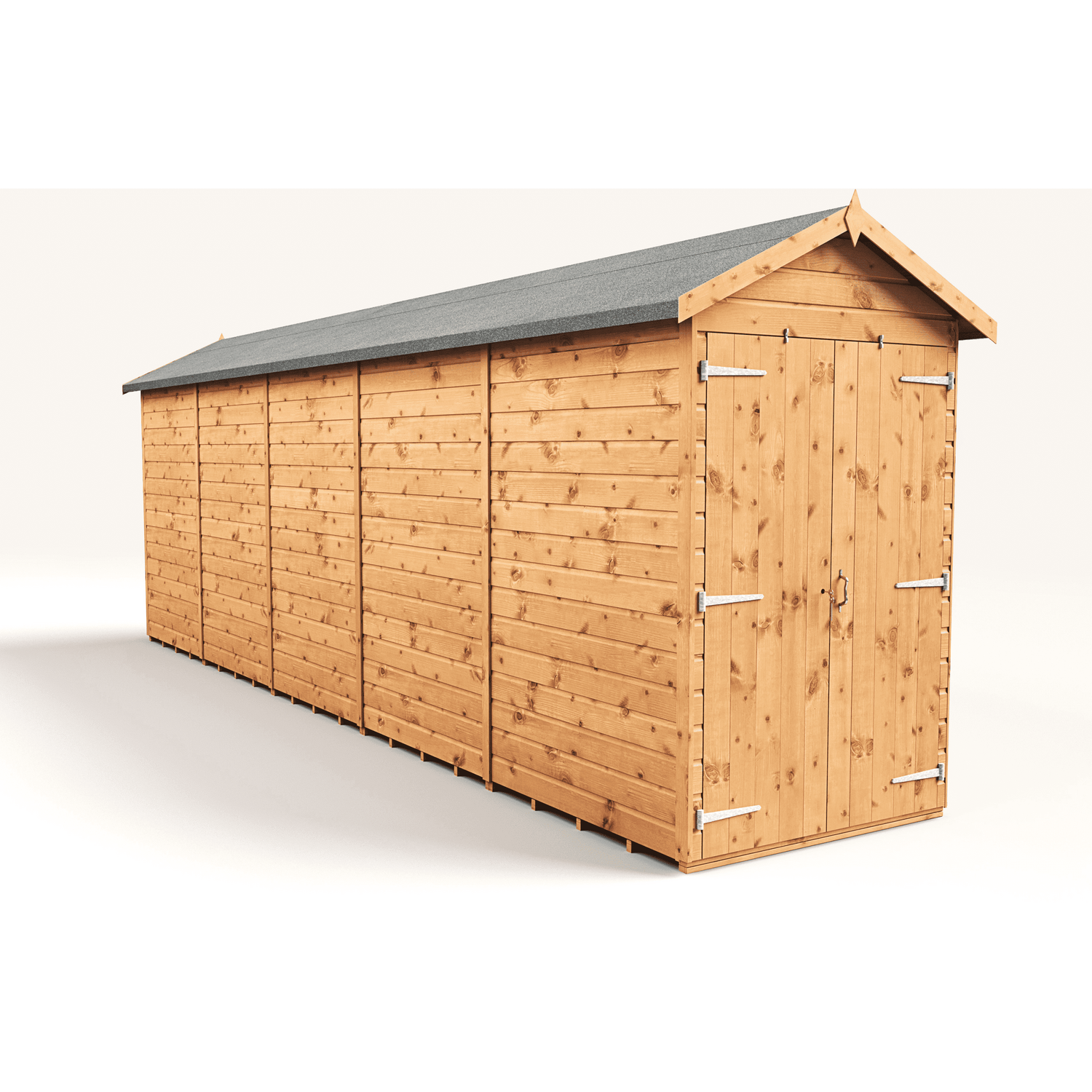 Empire 4x20 Modular Apex Garden Shed with a Double Door - Brown