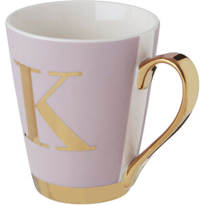 Mimo Pastel Pink Frosted Deco K Letter Monogram Mug