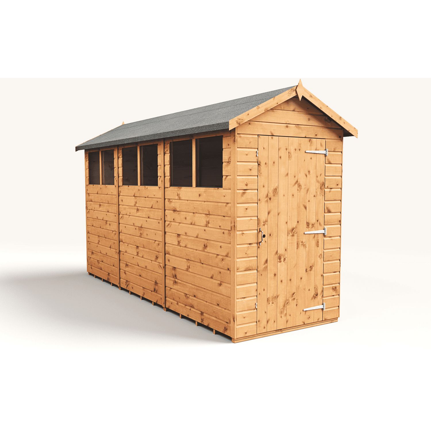 Empire 4x12 Modular Apex Garden Shed with a Single Door & Windows - Brown