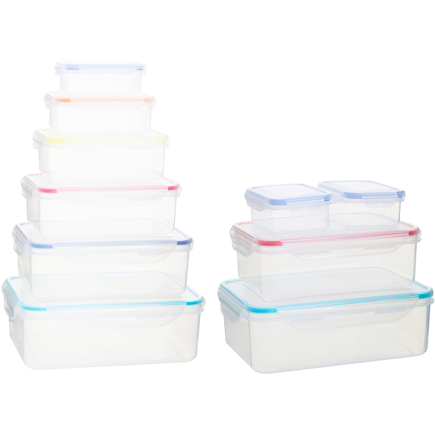 Herrela Set of 10 Food Containers with Airtight Lids - Transparent