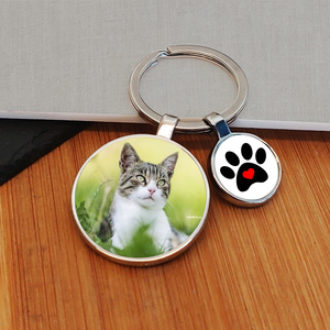Personalised Pawprint Charm Photo Upload Key Ring