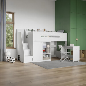 Stepaside High Sleeper Workstation White