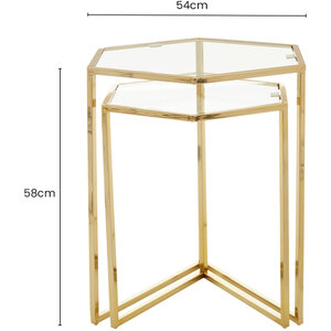 Herber Set Of 2 Gold Finish Hexagon Nesting Tables