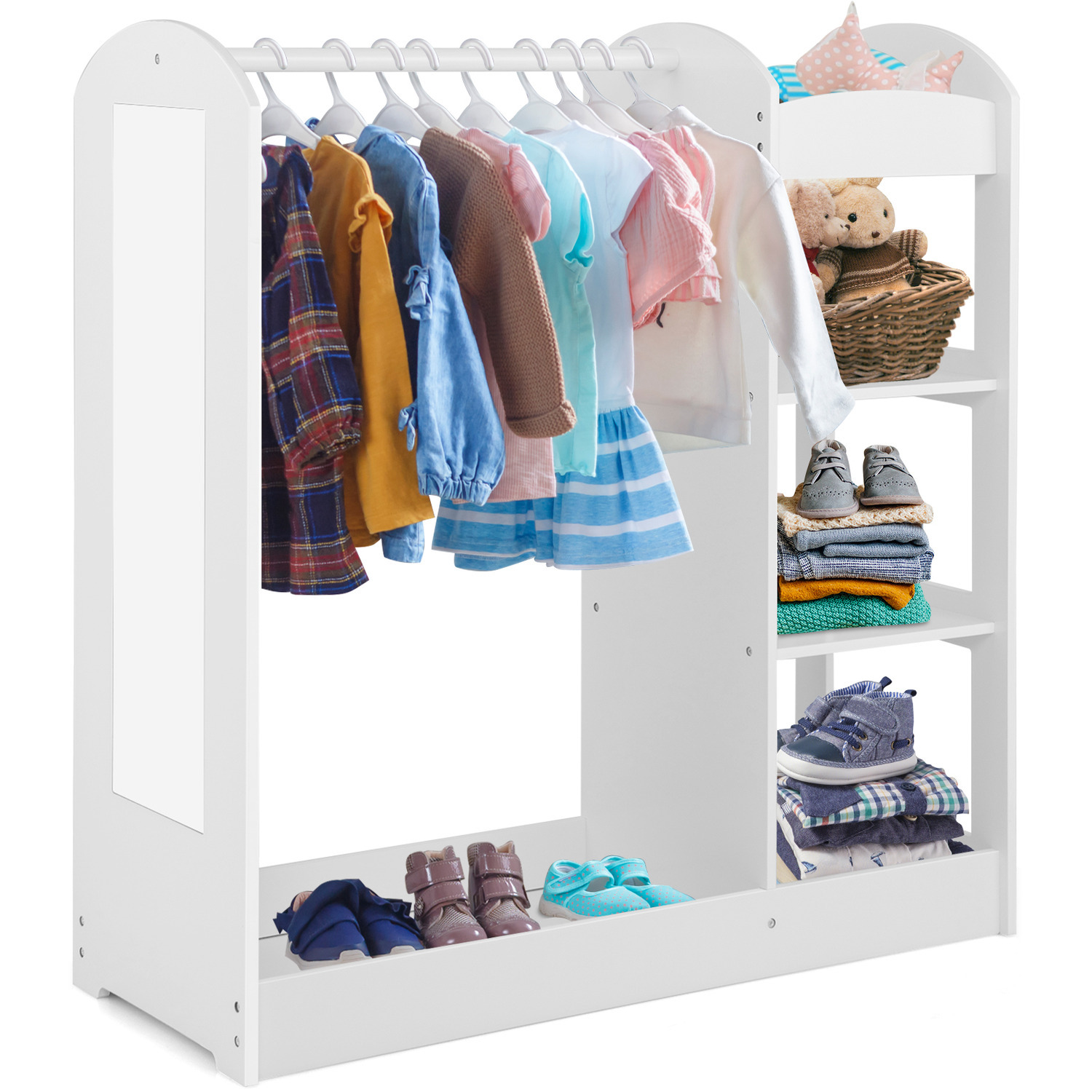 Kids Storage Closet With Mirror - White