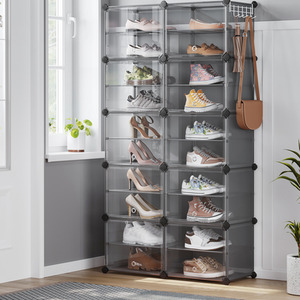 SONGMICS Modular Shoe Storage Cabinet with Doors, 10 Compartments
