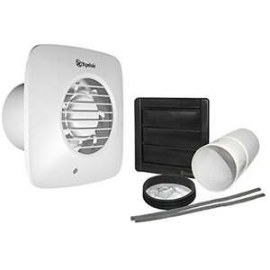 Xpelair DX100PS 4 inch (100mm) Simply Silent Bathroom Fan with Wall Kit, Pullcord, Cool White