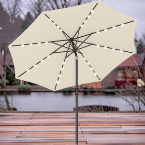 Garden Parasol with Solar-Powered LED Lights