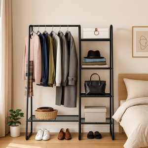 SONGMICS Multifunctional Clothes Rack with Shelves