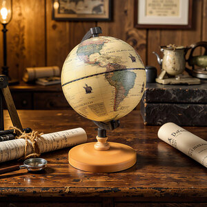 Wooden Base Mini Rotating World Globe