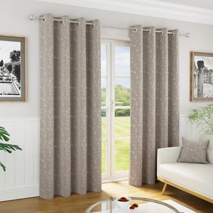 Tivoli Natural Blackout Floral Eyelet Curtains