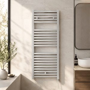 Sugnall Electric Vertical Square Towel Rail with 22 Rails - Chrome