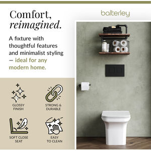 Hilderstone Rimless Square Back to Wall Toilet Pan, Soft Close Sandwich Seat