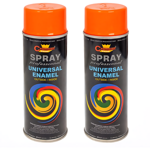 2 x 400 mL Pure Orange (RAL 2004) Universal Gloss Enamel Spray Paint, Fast Drying