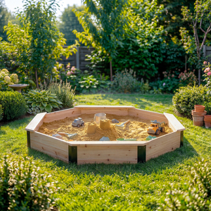 Charles Bentley Children's Wooden Sandpit with Corner Seats and PVC Cover
