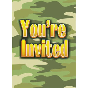 Unique Party You´re Invited Camouflage Invitations (Pack of 8)