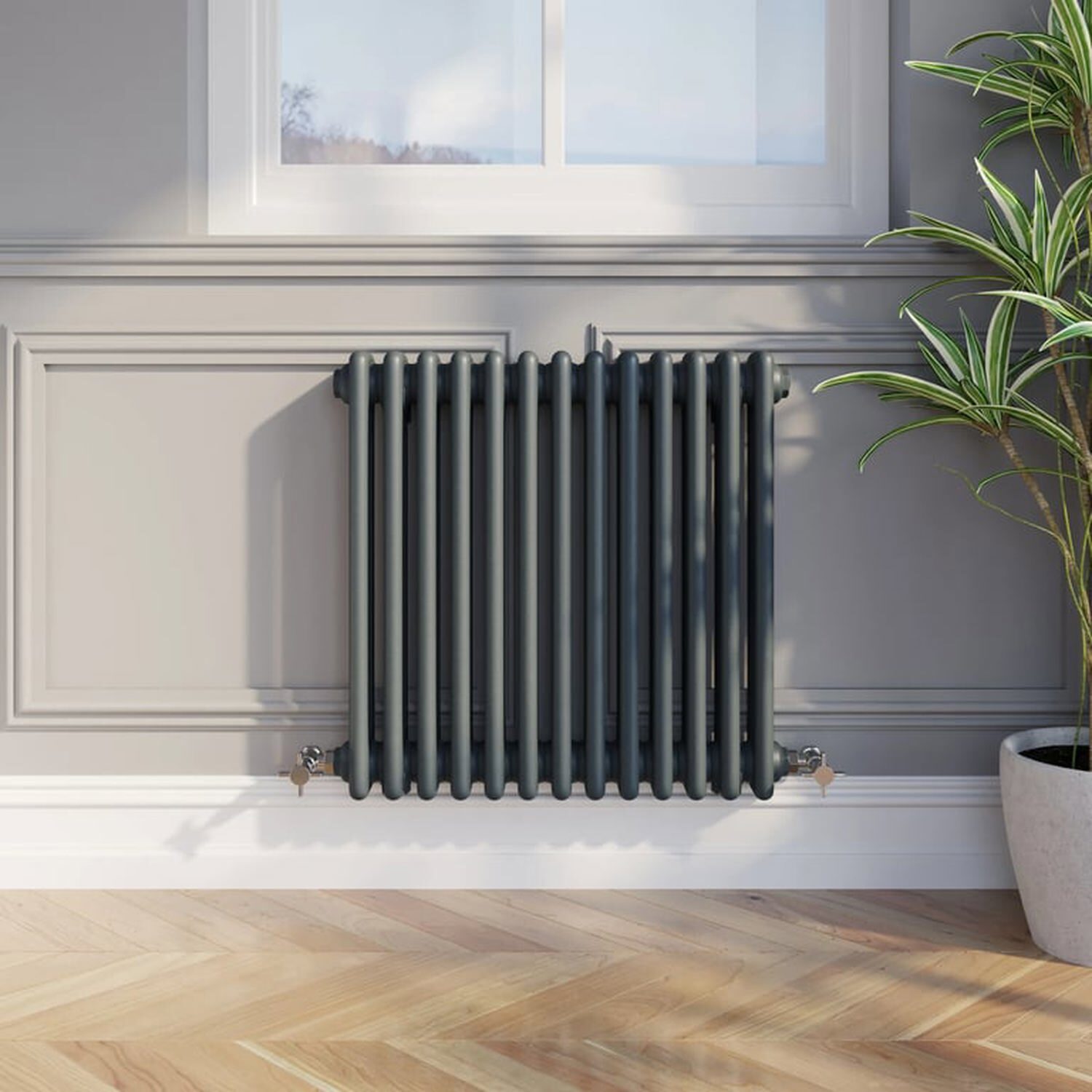 Temprazo Traditional Colosseum Double Bar Column Radiator Anthracite 300 X 1190Mm - Anthracite / 605Mm / 600Mm / 100Mm
