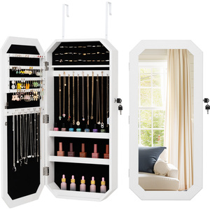 Lockable Full Length Mirror Jewelry Cabinet