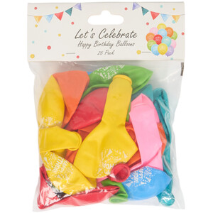 Pack of 25 Happy Birthday Balloons