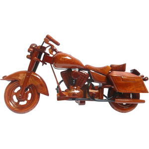 Wooden Harley-Style Motorcycle Model  Handmade Vintage Decor