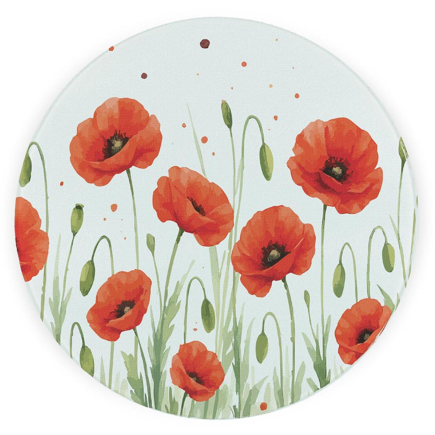 Image of Summer Poppies Textured Glass Round Trivet&hellip;
