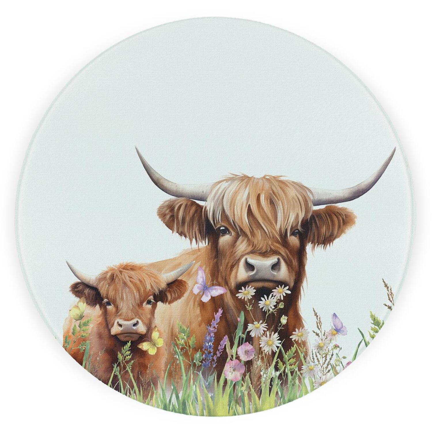 Image of Highland Cow & Calf Textured Glass&hellip;