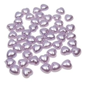 Pack of 50 Flat Backed Lilac Pearl Heart Shape Beads