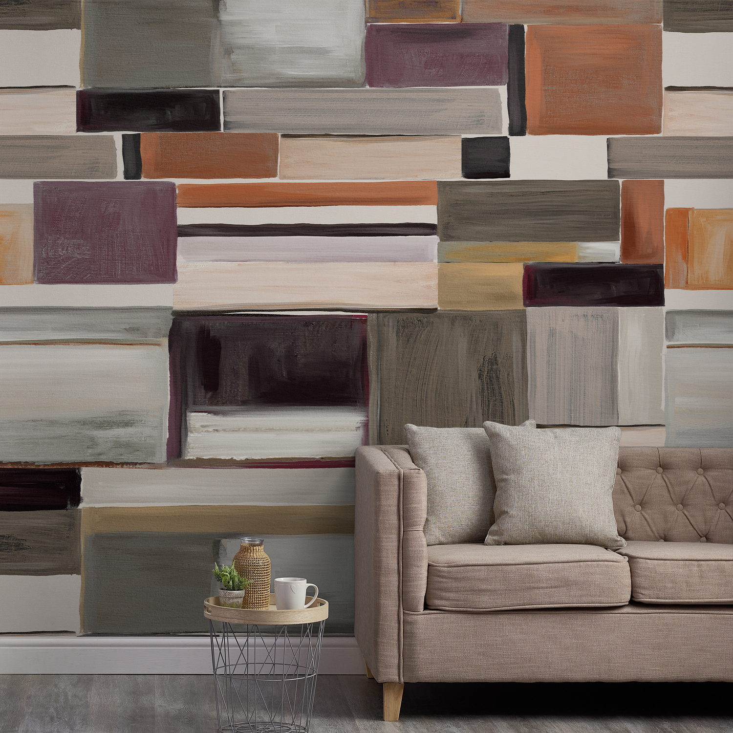 Rackhams Light Retro Colour Blocks 7 Panel Textured Mural, Multi 3.71 X 2.8M - Image 3