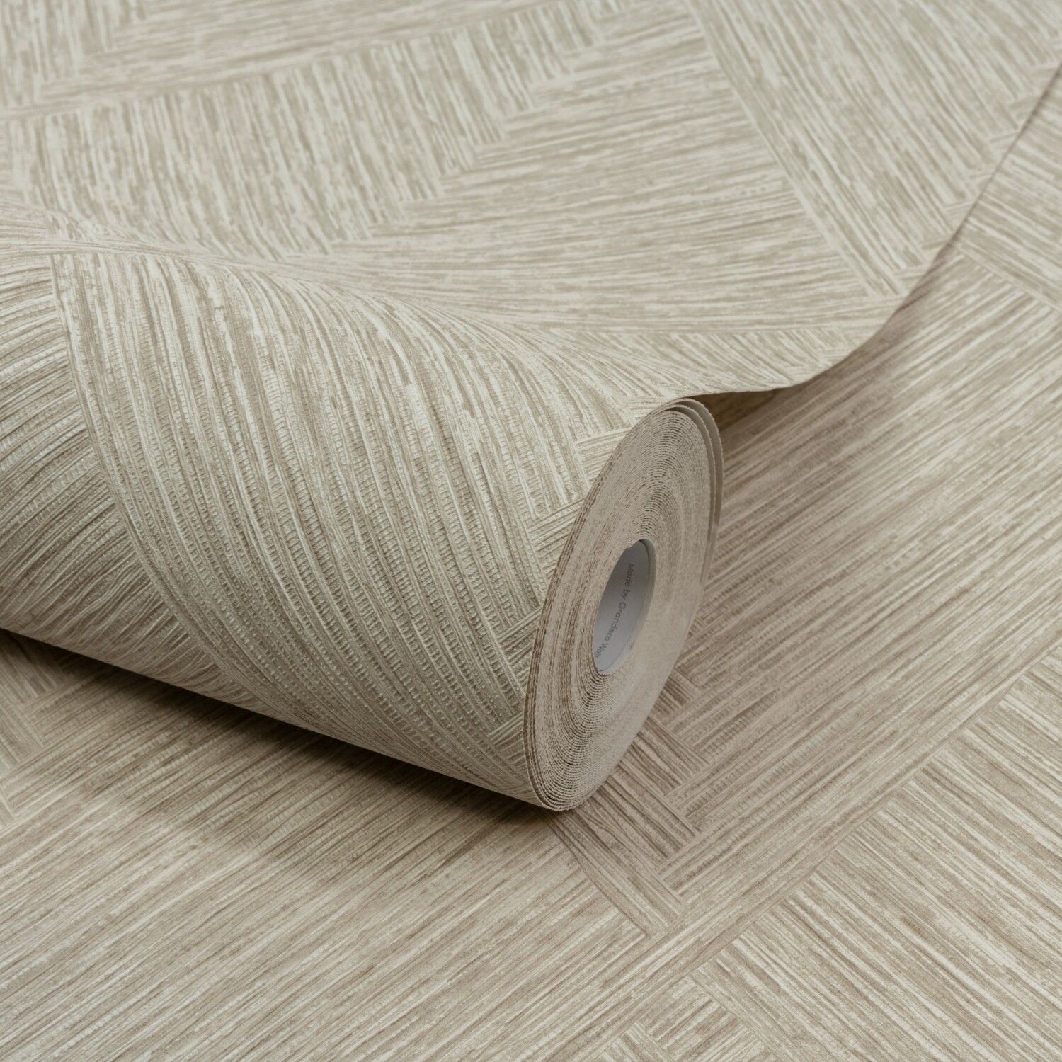 Grandeco Beige Boutique Loni Geometric Natural Weave Luxury Weight Embossed Wallpaper, Neutral Linen - Image 3