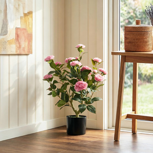 HOMCOM 65cm Artificial Camellia Flower Plant with 116 Lush Leaves