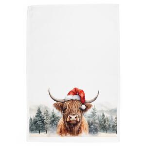 Christmas Highland Cow Large Kitchen Tea Towel Dish Cloth