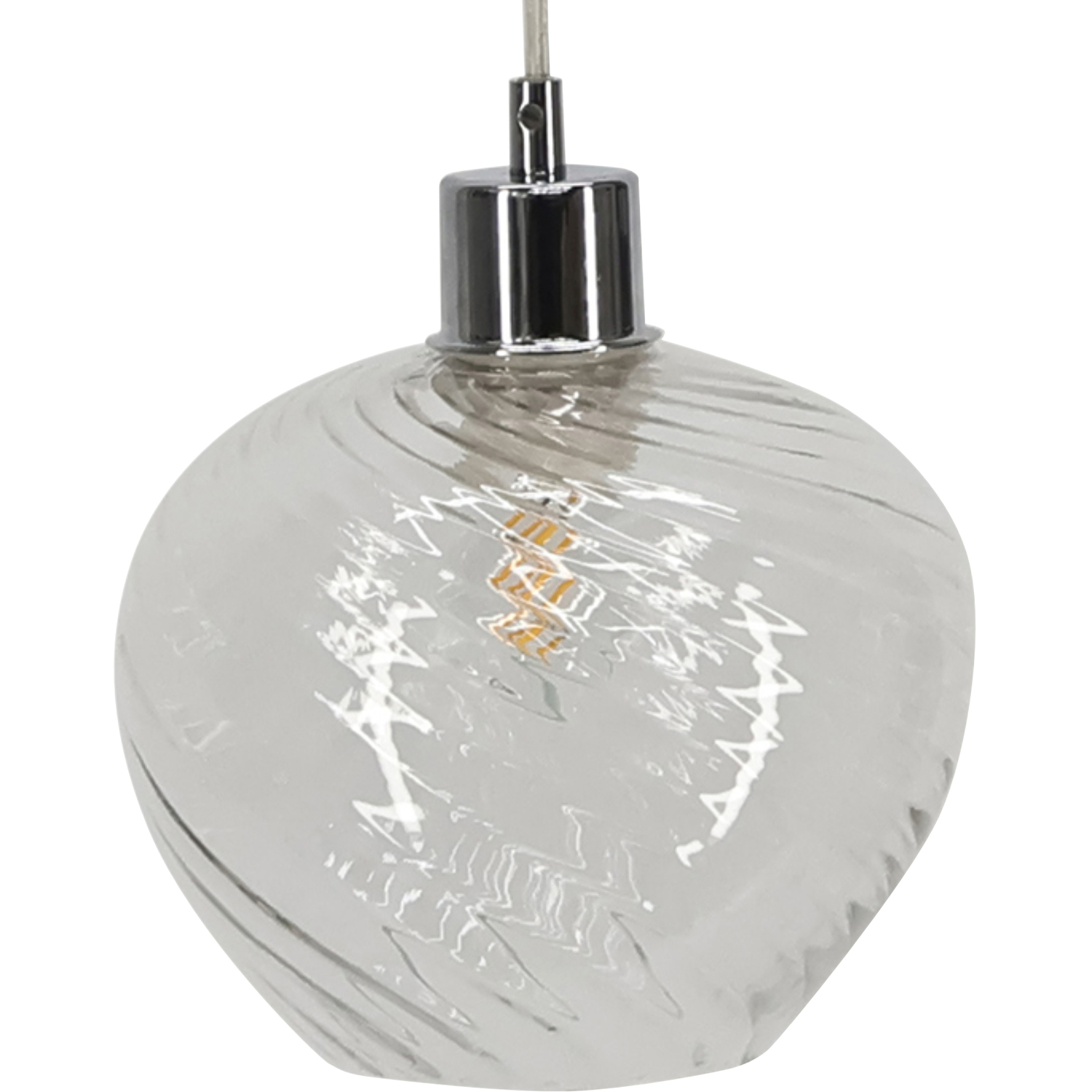 First Choice Lighting Bradson Easy Fit Glass Pendant Shade - Clear Swirl Glass