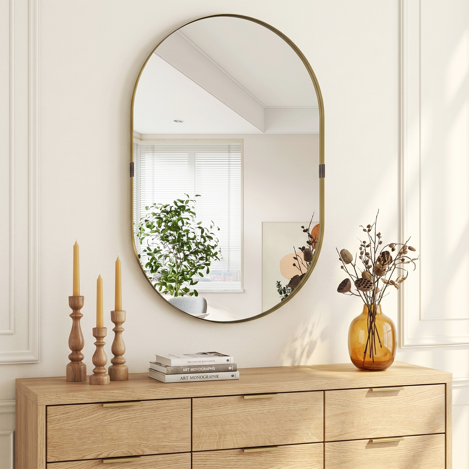 Image of HOMCOM Wall Mirror with Elevated Aluminium&hellip;