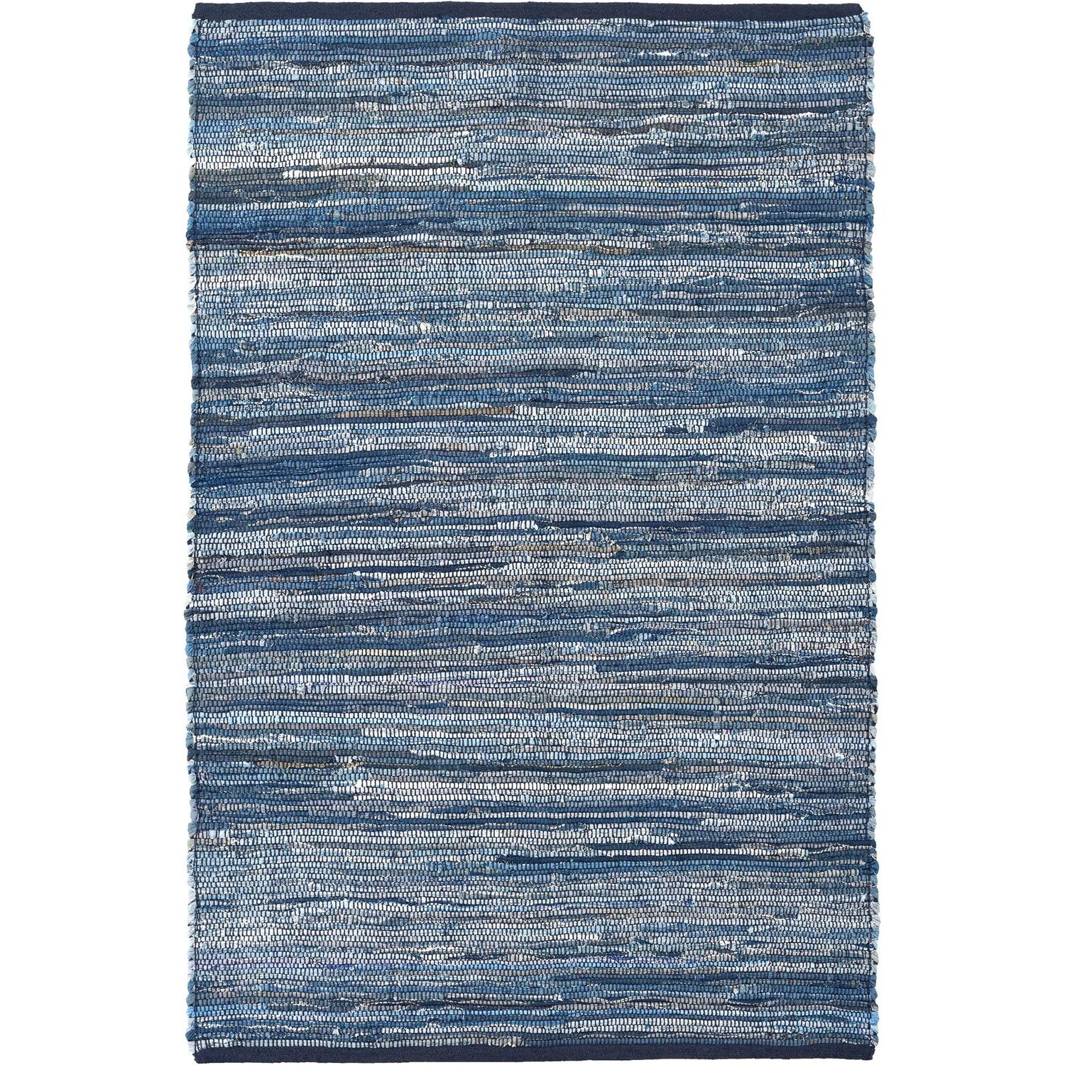 Bravich LTD Handwoven Cotton Chindi Rag Area Rug Flat Weave Reversible in Indigo | Size: 90 cm x 150 cm
