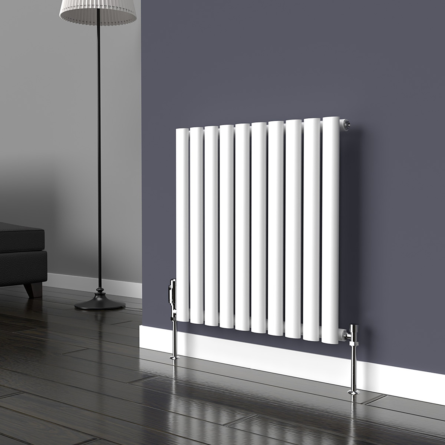 Lux Heat Oval White Horizontal Radiator - 600Mm X 540Mm (Single). - White - Image 2