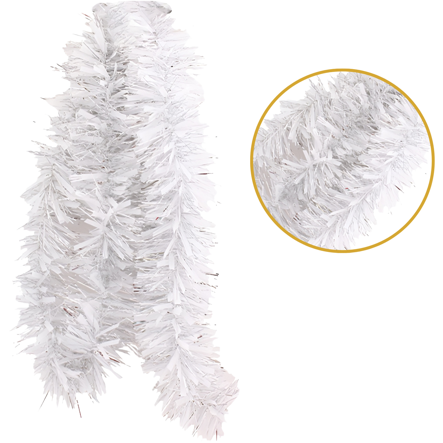 Parev Pack Of 6 2M Christmas Chunky Tinsel / White - White - Image 3