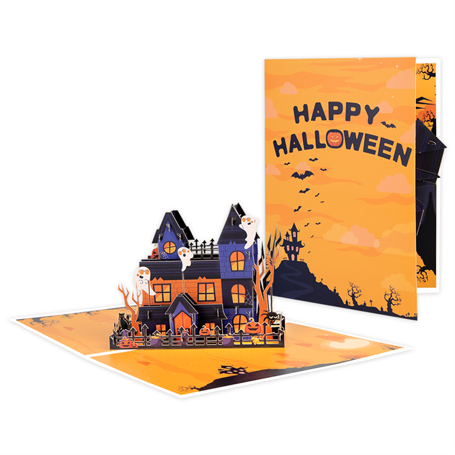 Brightfeel House Of Horrors 3D Pop Up Halloween Card - White