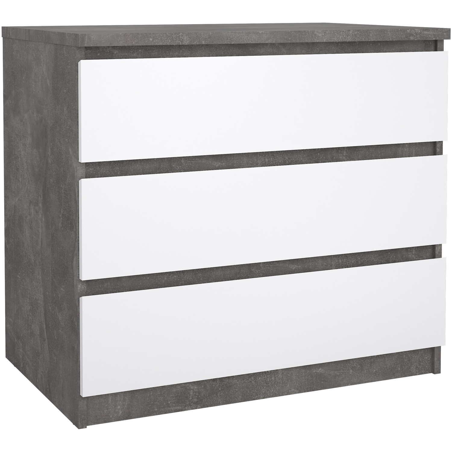 Florence 3 Drawer Chest of Drawers - Concrete and White High Gloss - Furniture to Go - Image 5