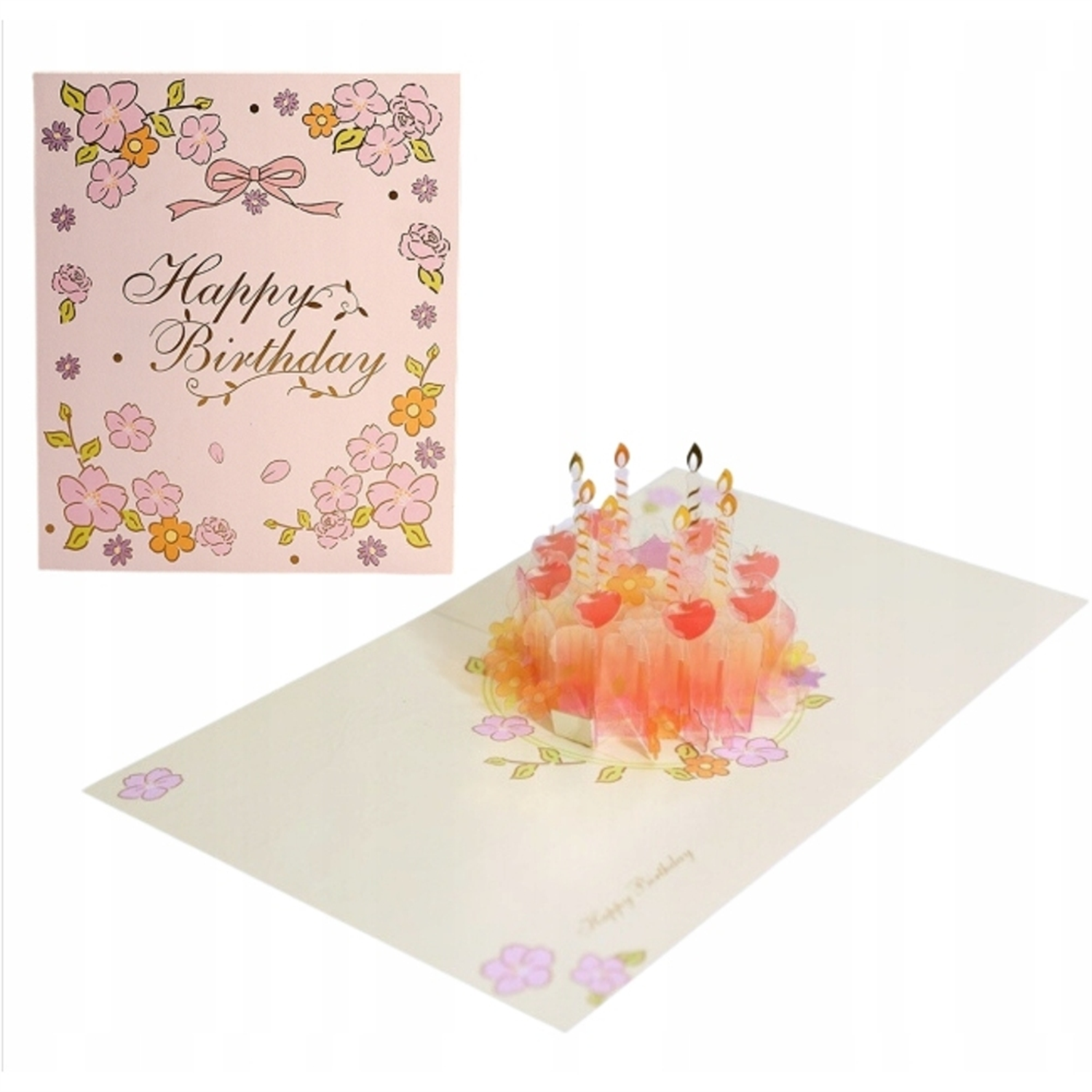 Brightfeel Orange Crystal Cake 3D Pop Up Birthday Card - White