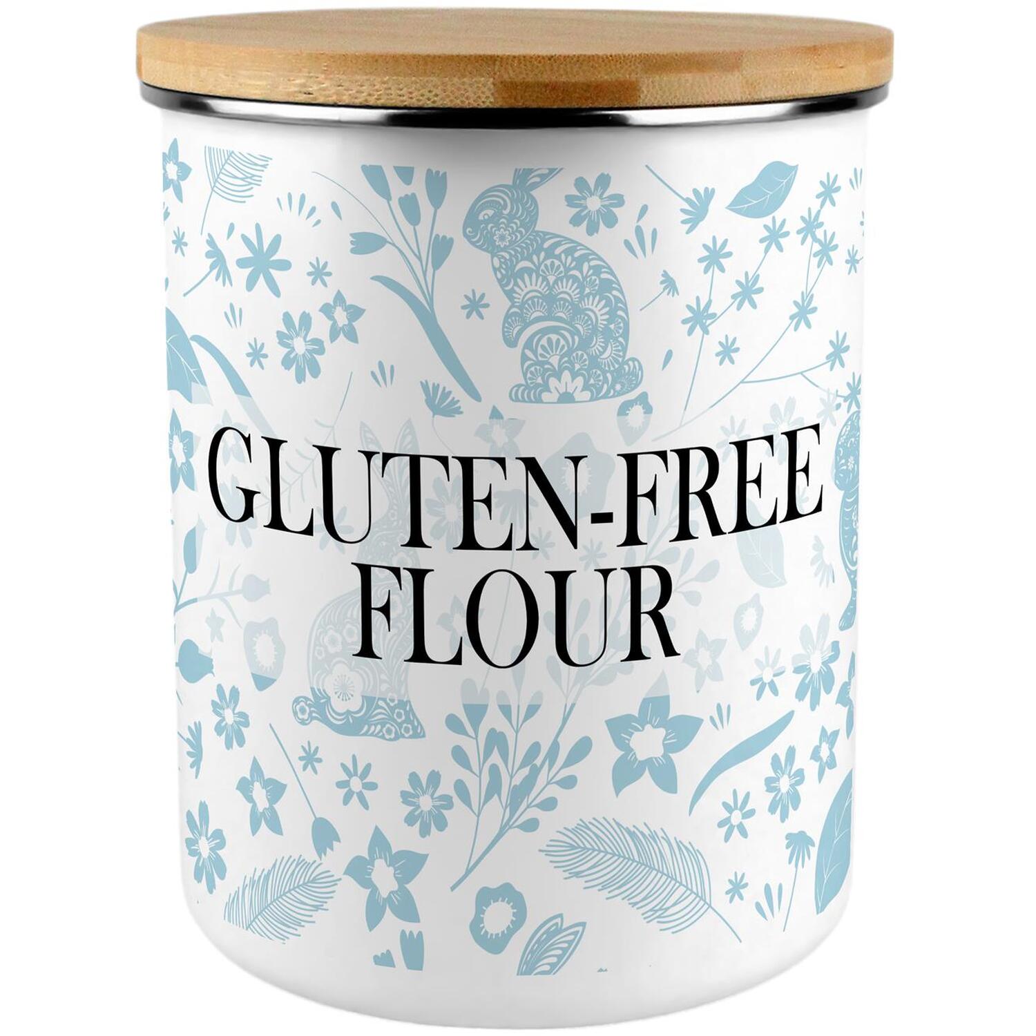 Blue Rabbits Gluten-Free Flour Storage Canister - XL Enamel Container Home Gift - Image 2